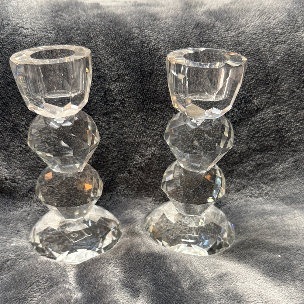 Simon Designs Crystal taper candle holders 5”